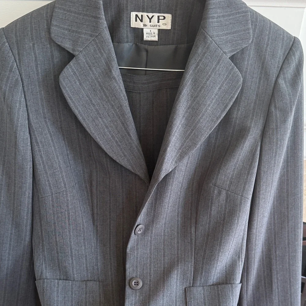 Women’s Gray Pinstripe Blazer and suit skirt - Picture 2 of 2